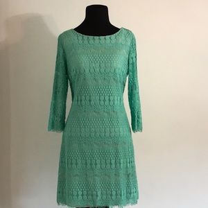 RN Studio Aqua green colored cotton lace dress